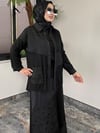 Bambu Kumaş Dantel Kumaş Garnili Etekli Takım -Siyah