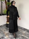 Bambu Kumaş Dantel Kumaş Garnili Etekli Takım -Siyah