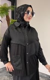 Bambu Kumaş Dantel Kumaş Garnili Etekli Takım -Siyah