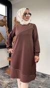 Bambu Kumaş Fermuar Detaylı Tunik -Kahve