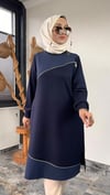 Bambu Kumaş Fermuar Detaylı Tunik -Lacivert