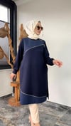 Bambu Kumaş Fermuar Detaylı Tunik -Lacivert
