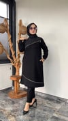 Bambu Kumaş Fermuar Detaylı Tunik -Siyah