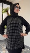 Bambu Kumaş İri Taş İşlemeli Takım -Siyah