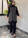 Bambu Kumaş İri Taş İşlemeli Takım -Siyah