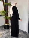 Bambu Kumaş Kuşgözü Örgü Detaylı Elbise -Siyah