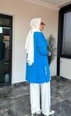 Bambu Kumaş Taş İşlemeli İkili Takım -Mavi