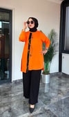 Bambu Kumaş Taş İşlemeli İkili Takım -Oranj