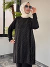 Bambu Kumaş Taş İşlemeli Takım -Siyah