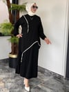 Bambu Ve Turkuaz Kumaş Kombinli Etekli Takım -Siyah