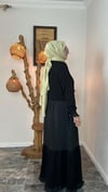 Bambu Ve Turkuaz Kumaş Kombinli Nervürlü Elbise -Siyah