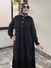 Bambu Ve Turkuaz Kumaş Kombinli Nervürlü Elbise -Siyah