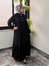 Bambu Ve Turkuaz Kumaş Kombinli Nervürlü Elbise -Siyah