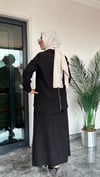 Bürümcük Kumaş Arkası Ve Tuniği Fermuarlı Etekli Takım -Siyah