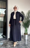 Bürümcük Kumaş Arkası Ve Tuniği Fermuarlı Etekli Takım -Lacivert