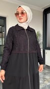Dantel Kumaş ve Bambu Kumaş Kombinli Ferace 