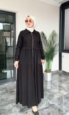 Dantel Kumaş ve Bambu Kumaş Kombinli Ferace 