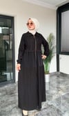 Dantel Kumaş ve Bambu Kumaş Kombinli Ferace 