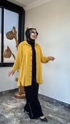 Dubai İpeği Kumaş Fermuar Detaylı İkili Takım -Sarı