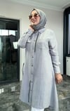 Fermuar Detaylı Pamuk Ayrobin Kumaş -gri