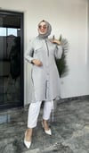 Fermuar Detaylı Pamuk Ayrobin Kumaş -gri