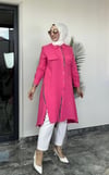 Fermuar Detaylı Pamuk Ayrobin Kumaş -Pembe 