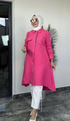 Fermuar Detaylı Pamuk Ayrobin Kumaş -Pembe 