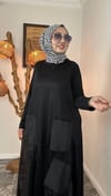 File Kumaş Jileli Elbise -Siyah 