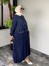 Jakar İpek Saten Kumaş Çıtçıtlı Kap -Lacivert