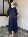 Jakar İpek Saten Kumaş Çıtçıtlı Kap -Lacivert
