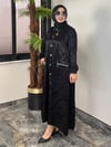 Jakar İpek Saten Kumaş Çıtçıtlı Kap -Siyah