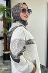 Kanvas Kumaş Parlak Kumaş Kombinli Ceket Pantolon Takım -Beyaz
