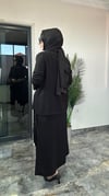 Krep kumaş önden biye ve etekte bağlama detaylı takım -Siyah 