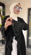 Krep Kumaş Şifon Ve Taş Detaylı Önü Volanlı İkili Abaya Elbise -Siyah