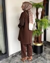 Önden Dört Apoletli İki İplik Kumaş Takım -Kahve