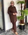 Önden Dört Apoletli İki İplik Kumaş Takım -Kahve