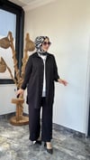 Pamuklu Kumaş Fermuar Detaylı İkili Takım -Siyah