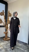 Pamuklu Kumaş Fermuar Detaylı İkili Takım -Siyah