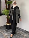 Pamuklu Kumaş File Kumaş Kombinli İkili Takım -Siyah
