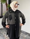 Pamuklu Kumaş File Kumaş Kombinli İkili Takım -Siyah