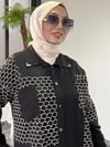 Pamuklu Kumaş File Kumaş Kombinli İkili Takım -Siyah