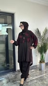 Pamuklu Kumaş Ve Dantel Kumaş Kombinli Ceket -Mürdüm