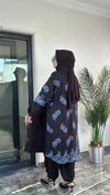 Pamuklu Kumaş Ve Dantel Kumaş Kombinli Ceket -Mavi