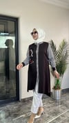 Pamuklu Kumaş Ve Pötikare Kumaş Kombinli Tunik -Siyah