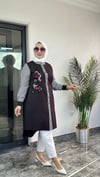 Pamuklu Kumaş Ve Pötikare Kumaş Kombinli Tunik -Siyah