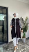 Pamuklu Kumaş Ve Pötikare Kumaş Kombinli Tunik -Siyah