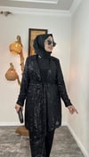 Pul Payet Kumaş Blazer Ceket İkili Takım -Siyah