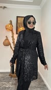 Pul Payet Kumaş Blazer Ceket İkili Takım -Siyah