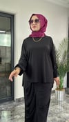 Sandy Kumaş Etekli Takım -Sİyah