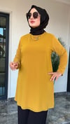 Sandy Kumaş Önü Şifon Kaplama Tunik Ve Sandy Kumaş Pantolon İkili Takım 